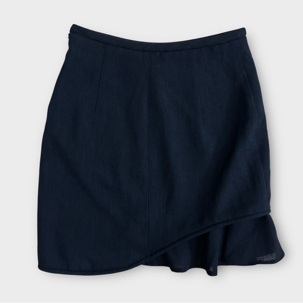 Mybestfriends Asymmetrical Ruffle Hem Short Skirt Size Small Navy Blue NWT - Picture 2 of 4